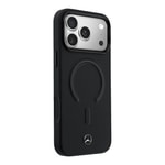 Apple iPhone 17 Pro Kılıf Mercedes Benz Orjinal Lisanslı M-safe Şarj Özellikli Metal Yıldız Logolu Kabartmalı Deri Kapak