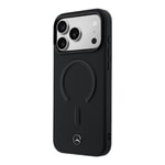 Apple iPhone 17 Pro Kılıf Mercedes Benz Orjinal Lisanslı M-safe Şarj Özellikli Metal Yıldız Logolu Kabartmalı Deri Kapak