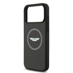 Apple iPhone 17 Pro Max Kılıf Aston Martin Orjinal Lisanslı M-safe Şarj Özellikli Karbon Fiber Kapak