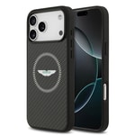Apple iPhone 17 Pro Max Kılıf Aston Martin Orjinal Lisanslı M-safe Şarj Özellikli Karbon Fiber Kapak