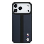 Apple iPhone 17 Pro Max Kılıf BMW Orjinal Lisanslı M-safe Şarj Özellikli Deri Arka Yüzey Metal Logolu Delikli Şerit Tasarımlı Kapak