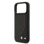 Apple iPhone 17 Pro Max Kılıf BMW Orjinal Lisanslı M-safe Şarj Özellikli Metal BMW ve M Logolu PU Karbon Tasarımlı Kapak