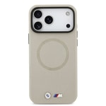 Apple iPhone 17 Pro Max Kılıf BMW Orjinal Lisanslı M-safe Şarj Özellikli Metal Logolu Delikli M Dizayn Deri Kapak