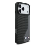 Apple iPhone 17 Pro Max Kılıf BMW Orjinal Lisanslı M-safe Şarj Özellikli Metal BMW ve M Logolu PU Karbon Tasarımlı Kapak