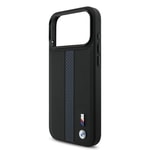 Apple iPhone 17 Pro Max Kılıf BMW Orjinal Lisanslı M-safe Şarj Özellikli Deri Arka Yüzey Metal Logolu Delikli Şerit Tasarımlı Kapak