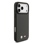 Apple iPhone 17 Pro Max Kılıf BMW Orjinal Lisanslı M-safe Şarj Özellikli Karbon Fiber Metal Logolu Kapak