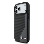 Apple iPhone 17 Pro Max Kılıf BMW Orjinal Lisanslı M-safe Şarj Özellikli Metal BMW ve M Logolu PU Karbon Tasarımlı Kapak