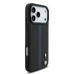 Apple iPhone 17 Pro Max Kılıf BMW Orjinal Lisanslı M-safe Şarj Özellikli Deri Arka Yüzey Metal Logolu Delikli Şerit Tasarımlı Kapak