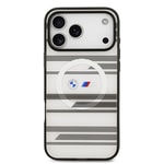 Apple iPhone 17 Pro Max Kılıf BMW Orjinal Lisanslı M-safe Şarj Özellikli Metal Kamera Butonlu Yatay Şeritli M Dizayn Kapak
