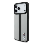 Apple iPhone 17 Pro Max Kılıf BMW Orjinal Lisanslı M-safe Şarj Özellikli Deri Arka Yüzey Metal Logolu Delikli Şerit Tasarımlı Kapak