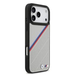 Apple iPhone 17 Pro Max Kılıf BMW Orjinal Lisanslı M-safe Şarj Özellikli M Logolu Üç Şeritli Delikli Deri Kapak