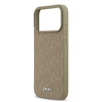 Apple iPhone 17 Pro Max Kılıf DKNY Orjinal Lisanslı M-safe Şarj Özellikli 3D Yazılı Grid Pattern Kapak