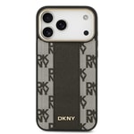 Apple iPhone 17 Pro Max Kılıf DKNY Orjinal Lisanslı M-safe Şarj Özellikli 3D Yazılı Checkered Pattern Kapak