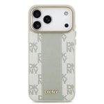 Apple iPhone 17 Pro Max Kılıf DKNY Orjinal Lisanslı M-safe Şarj Özellikli 3D Yazılı Checkered Pattern Kapak