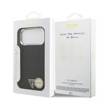 Apple iPhone 17 Pro Max Kılıf Guess Orjinal Lisanslı M-safe Şarj Özellikli Metal Kamera Çerçeveli Üçgen Logolu Glitter Kapak