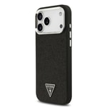 Apple iPhone 17 Pro Max Kılıf Guess Orjinal Lisanslı M-safe Şarj Özellikli Metal Kamera Çerçeveli Üçgen Logolu Glitter Kapak