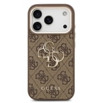 Apple iPhone 17 Pro Max Kılıf Guess Orjinal Lisanslı Gold Metal Kamera Çerçeveli 4G Desenli Metal Büyük 4G ve Yazı Logolu Kapak