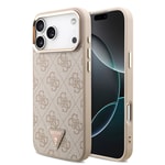 Apple iPhone 17 Pro Max Kılıf Guess Orjinal Lisanslı M-safe Şarj Özellikli Taşlı Üçgen Logo 4G Desenli Kapak