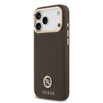 Apple iPhone 17 Pro Max Kılıf Guess Orjinal Lisanslı M-safe Şarj Özellikli Grained Yazı ve Taşlı 4G Logolu Kapak