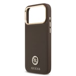 Apple iPhone 17 Pro Max Kılıf Guess Orjinal Lisanslı M-safe Şarj Özellikli Grained Yazı ve Taşlı 4G Logolu Kapak