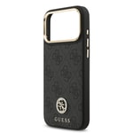 Apple iPhone 17 Pro Max Kılıf Guess Orjinal Lisanslı M-safe Şarj Özellikli Gold Metal Kamera Çerçeveli Taşlı 4G Logolu Kapak