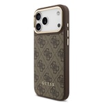 Apple iPhone 17 Pro Max Kılıf Guess Orjinal Lisanslı M-safe Şarj Özellikli 4G Metal Büyük Logolu Kartlıklı Kapak