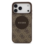 Apple iPhone 17 Pro Max Kılıf Guess Orjinal Lisanslı M-safe Şarj Özellikli Yazı Logolu Circle Classic Kapak
