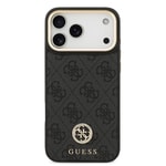 Apple iPhone 17 Pro Max Kılıf Guess Orjinal Lisanslı M-safe Şarj Özellikli Gold Metal Kamera Çerçeveli Taşlı 4G Logolu Kapak