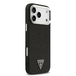 Apple iPhone 17 Pro Max Kılıf Guess Orjinal Lisanslı M-safe Şarj Özellikli Metal Kamera Çerçeveli Üçgen Logolu Glitter Kapak