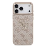 Apple iPhone 17 Pro Max Kılıf Guess Orjinal Lisanslı Gold Metal Kamera Çerçeveli 4G Desenli Metal Büyük 4G ve Yazı Logolu Kapak