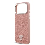 Apple iPhone 17 Pro Max Kılıf Guess Orjinal Lisanslı M-safe Şarj Özellikli Metal Kamera Çerçeveli Üçgen Logolu Glitter Kapak