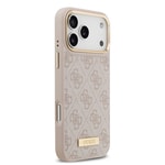 Apple iPhone 17 Pro Max Kılıf Guess Orjinal Lisanslı M-safe Şarj Özellikli 4G Desenli PU Metal Plaka Klasik Logolu Kapak