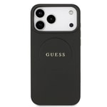 Apple iPhone 17 Pro Max Kılıf Guess Orjinal Lisanslı M-safe Şarj Özellikli Yazı Logolu PU Deri Kapak