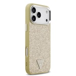 Apple iPhone 17 Pro Max Kılıf Guess Orjinal Lisanslı M-safe Şarj Özellikli Metal Kamera Çerçeveli Üçgen Logolu Glitter Kapak