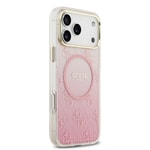 Apple iPhone 17 Pro Max Kılıf Guess Orjinal Lisanslı M-safe Şarj Özellikli 4G Desenli Simli Silikon Kapak