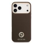 Apple iPhone 17 Pro Max Kılıf Guess Orjinal Lisanslı M-safe Şarj Özellikli Grained Yazı ve Taşlı 4G Logolu Kapak