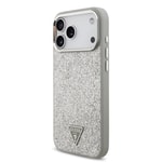 Apple iPhone 17 Pro Max Kılıf Guess Orjinal Lisanslı M-safe Şarj Özellikli Metal Kamera Çerçeveli Üçgen Logolu Glitter Kapak