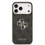 Apple iPhone 17 Pro Max Kılıf Guess Orjinal Lisanslı Gold Metal Kamera Çerçeveli 4G Desenli Metal Büyük 4G ve Yazı Logolu Kapak