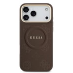Apple iPhone 17 Pro Max Kılıf Guess Orjinal Lisanslı M-safe Şarj Özellikli Sıcak Baskılı Yazı Logolu PU Deri Peony Kapak
