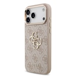 Apple iPhone 17 Pro Max Kılıf Guess Orjinal Lisanslı Gold Metal Kamera Çerçeveli 4G Desenli Metal Büyük 4G ve Yazı Logolu Kapak