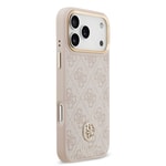 Apple iPhone 17 Pro Max Kılıf Guess Orjinal Lisanslı M-safe Şarj Özellikli Gold Metal Kamera Çerçeveli Taşlı 4G Logolu Kapak
