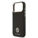Apple iPhone 17 Pro Max Kılıf Guess Orjinal Lisanslı M-safe Şarj Özellikli Grained Yazı ve Taşlı 4G Logolu Kapak