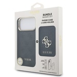 Apple iPhone 17 Pro Max Kılıf Guess Orjinal Lisanslı M-safe Şarj Özellikli 4G Metal Büyük Logolu Kartlıklı Kapak