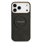Apple iPhone 17 Pro Max Kılıf Guess Orjinal Lisanslı M-safe Şarj Özellikli Sıcak Baskılı Yazı Logolu PU Deri Peony Kapak