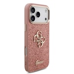 Apple iPhone 17 Pro Max Kılıf Guess Orjinal Lisanslı 4G Büyük Metal Kamera Çerçeveli ve Logolu Glitter Kapak