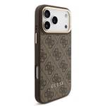 Apple iPhone 17 Pro Max Kılıf Guess Orjinal Lisanslı M-safe Şarj Özellikli 4G Metal Büyük Logolu Kartlıklı Kapak