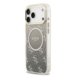 Apple iPhone 17 Pro Max Kılıf Guess Orjinal Lisanslı M-safe Şarj Özellikli 4G Desenli Simli Silikon Kapak