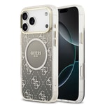 Apple iPhone 17 Pro Max Kılıf Guess Orjinal Lisanslı M-safe Şarj Özellikli 4G Desenli Simli Silikon Kapak