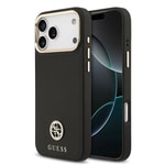 Apple iPhone 17 Pro Max Kılıf Guess Orjinal Lisanslı M-safe Şarj Özellikli Grained Yazı ve Taşlı 4G Logolu Kapak