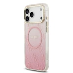 Apple iPhone 17 Pro Max Kılıf Guess Orjinal Lisanslı M-safe Şarj Özellikli 4G Desenli Simli Silikon Kapak